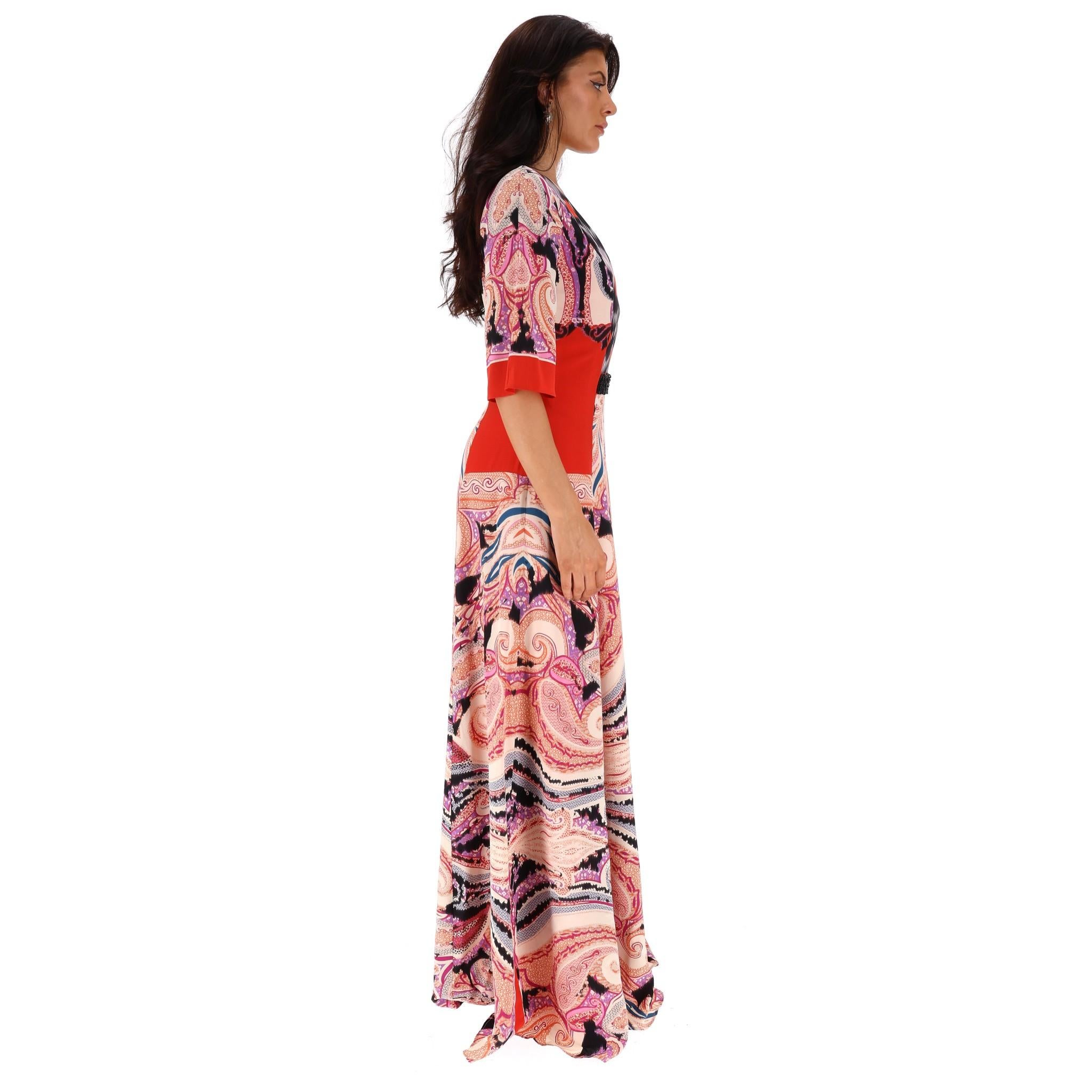 Brown Etro Paisley Print Silk Maxi Dress