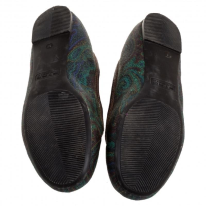 Etro Paisley Printed Coated Canvas And Leather Trim Ballet Flats Size 38 For Sale 1
