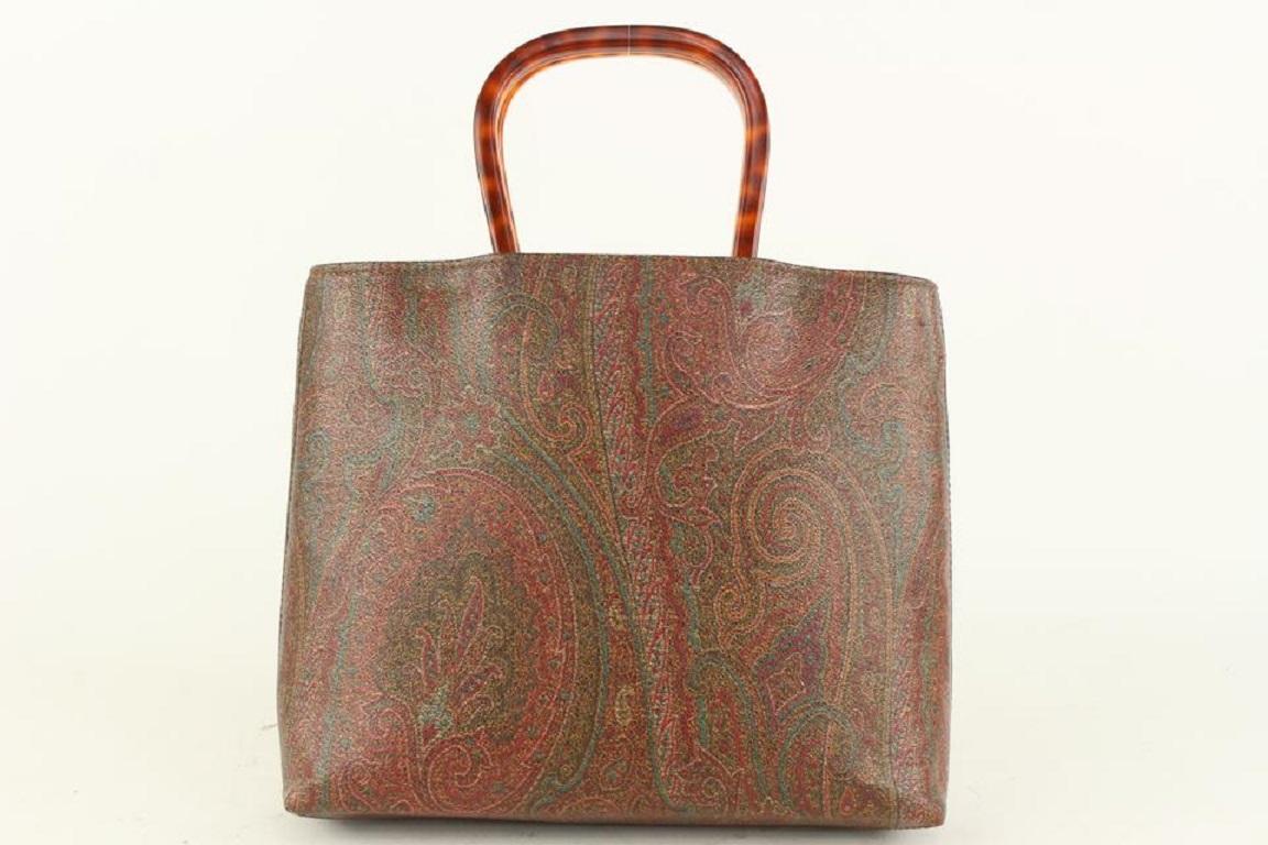 Etro Paisley Tortoise Handle Tote bag 11ET929 In Good Condition In Dix hills, NY
