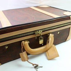 Etro Paisley Trunk Suitcase 866601 Brown Coated Canvas Weekend/Travel Bag