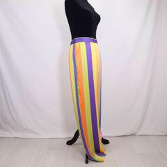 Etro pantaloni a gamba larga con fantasia a righe multicolore in seta