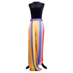 Etro pantaloni a gamba larga con fantasia a righe multicolore in seta