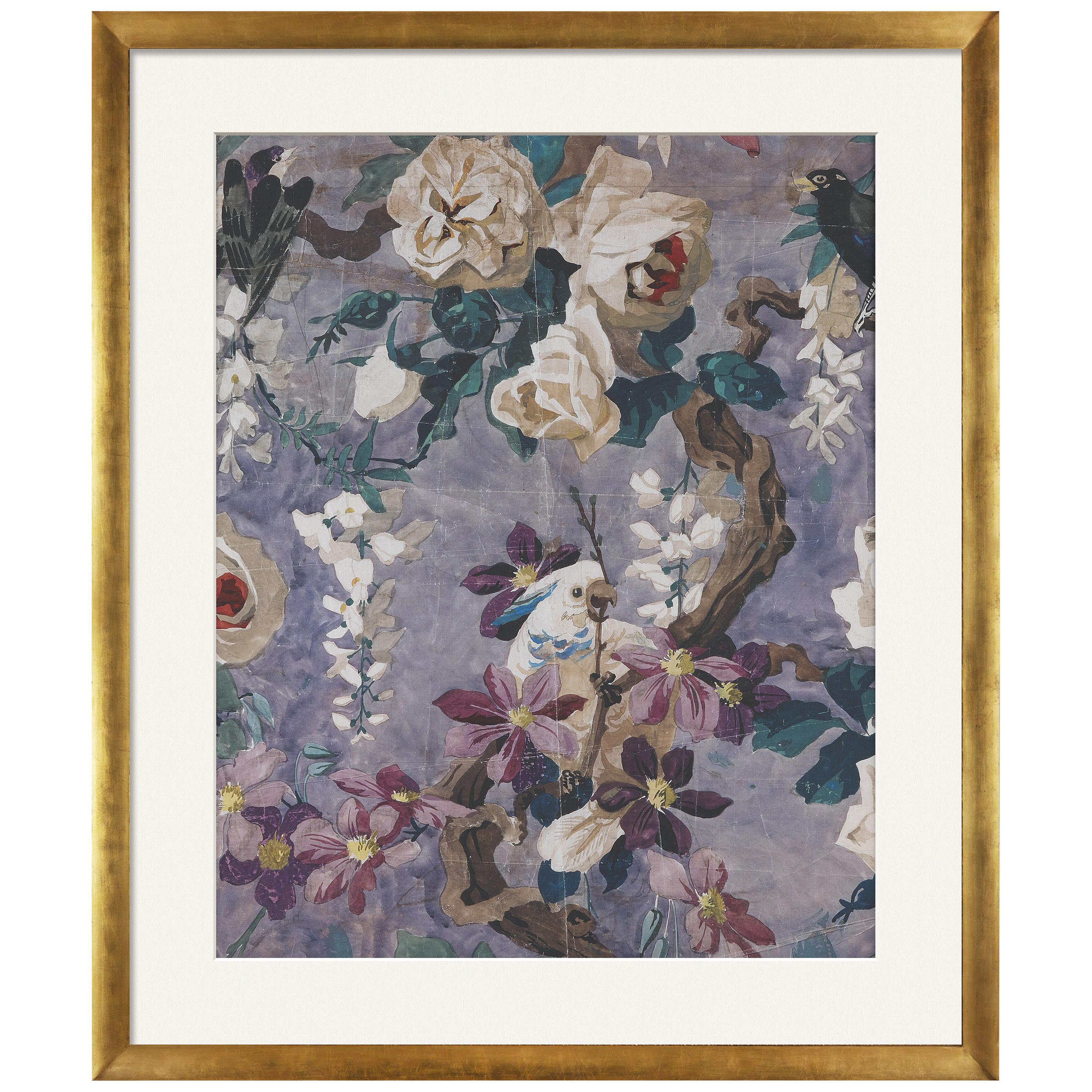 21st Century Papier Lilac Print with Frame by Etro Home Interiors For Sale