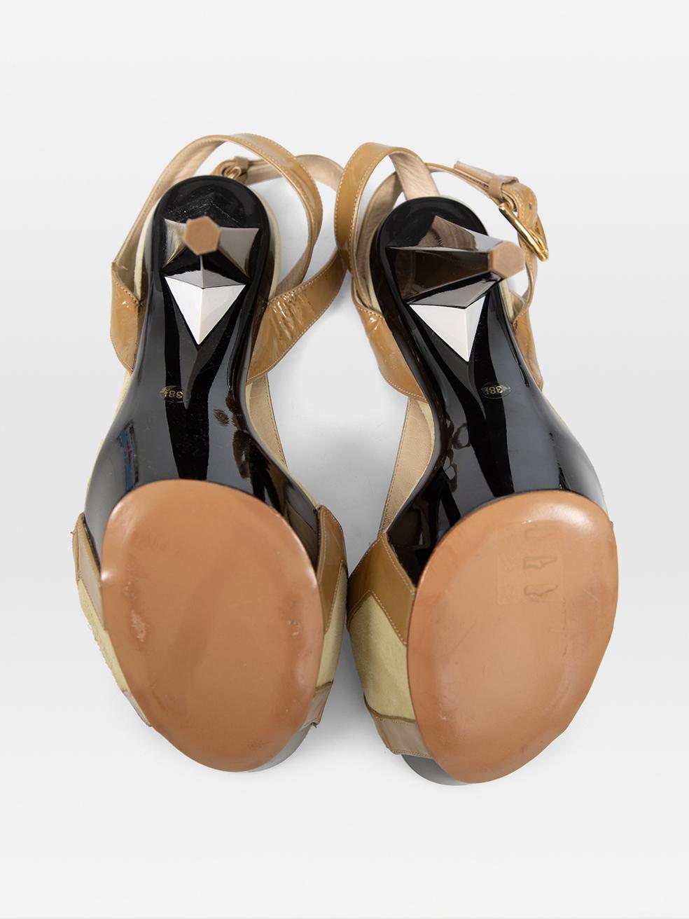 Etro Patent & Suede Ankle Strap Sandals Size IT 38.5 Excellent état - En vente à London, GB