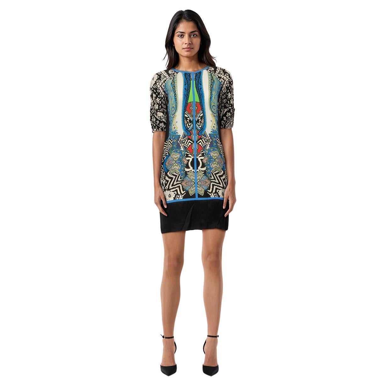Etro Gemustertes Kleid mit kurzen Ärmeln Größe S im Angebot
