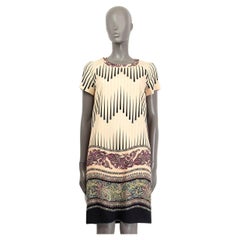 ETRO Pfirsichfarbenes Kleid aus Wolle STRIPE &amp; PAISLEY mit kurzen Ärmeln 40 S