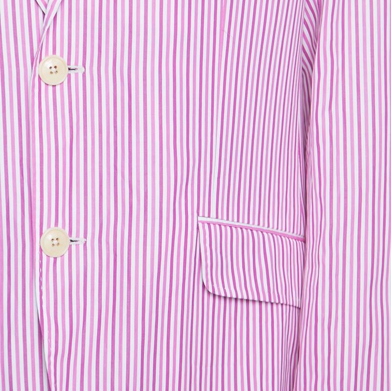 Men's Etro Pink and White Striped Cotton Tailored Superleggera Blazer XL