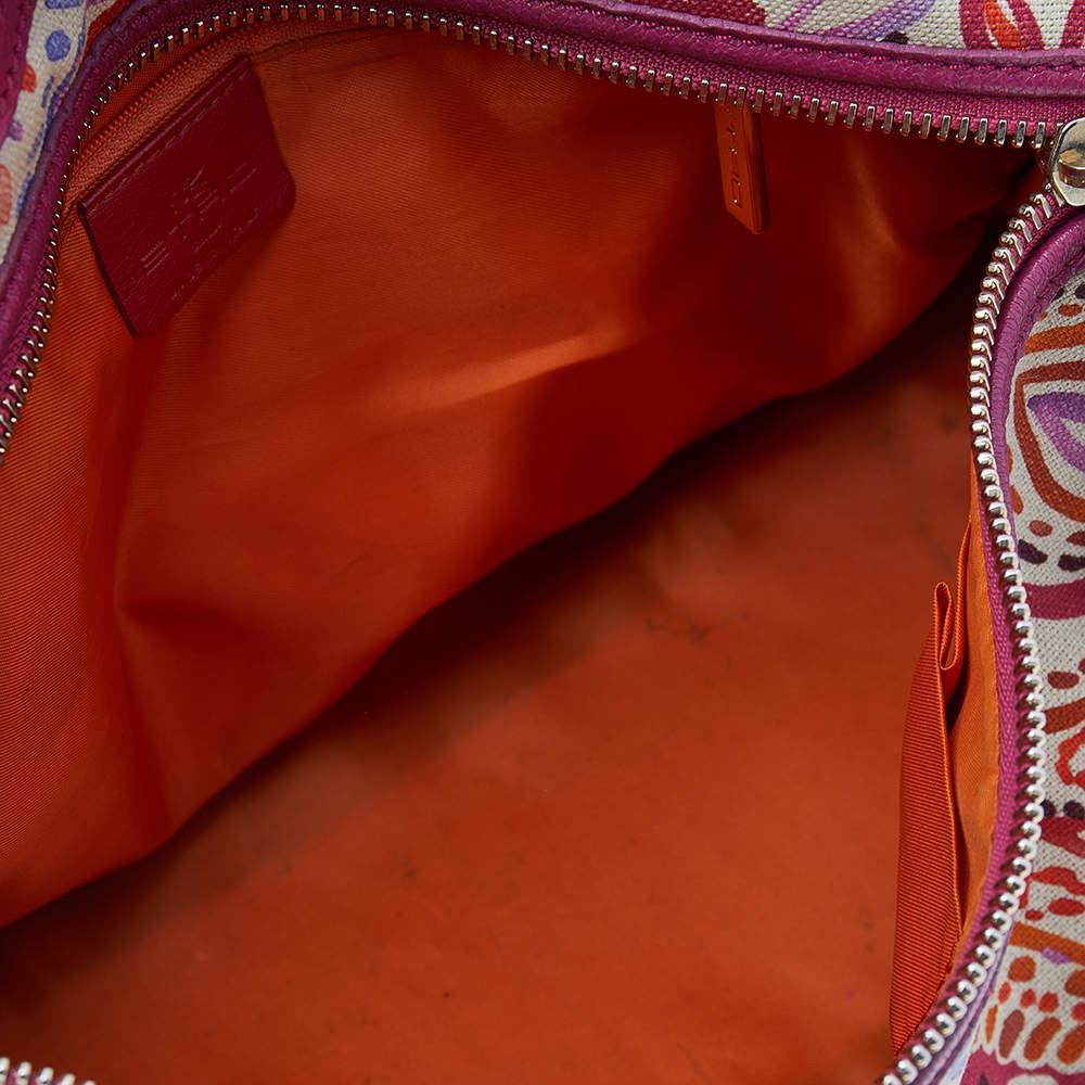 Bolso de hombro Etro de lona estampada y piel rosa/beige 2