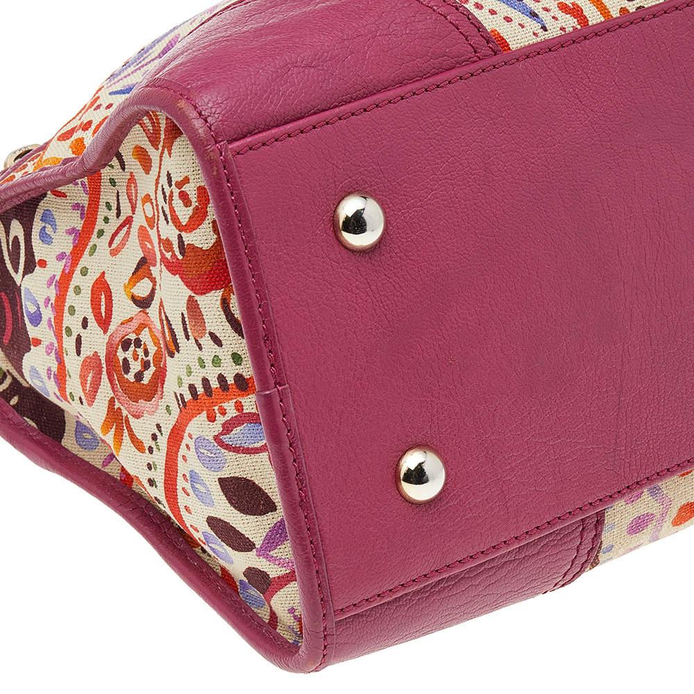 Bolso de hombro Etro de lona estampada y piel rosa/beige 4