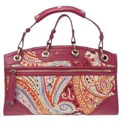 Borsa a tracolla Etro in tela e pelle stampata rosa/beige