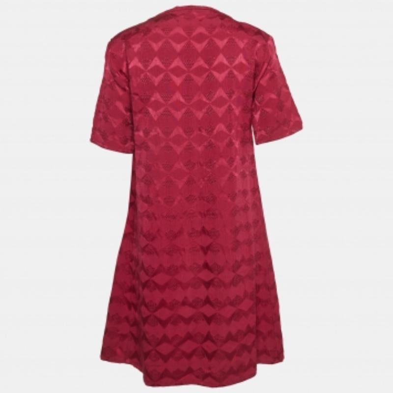 Rose Etro - Mini robe en soie et laine mélangées à motifs rose et bourgogne S en vente