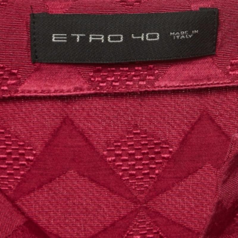 Etro - Mini robe en soie et laine mélangées à motifs rose et bourgogne S Pour femmes en vente