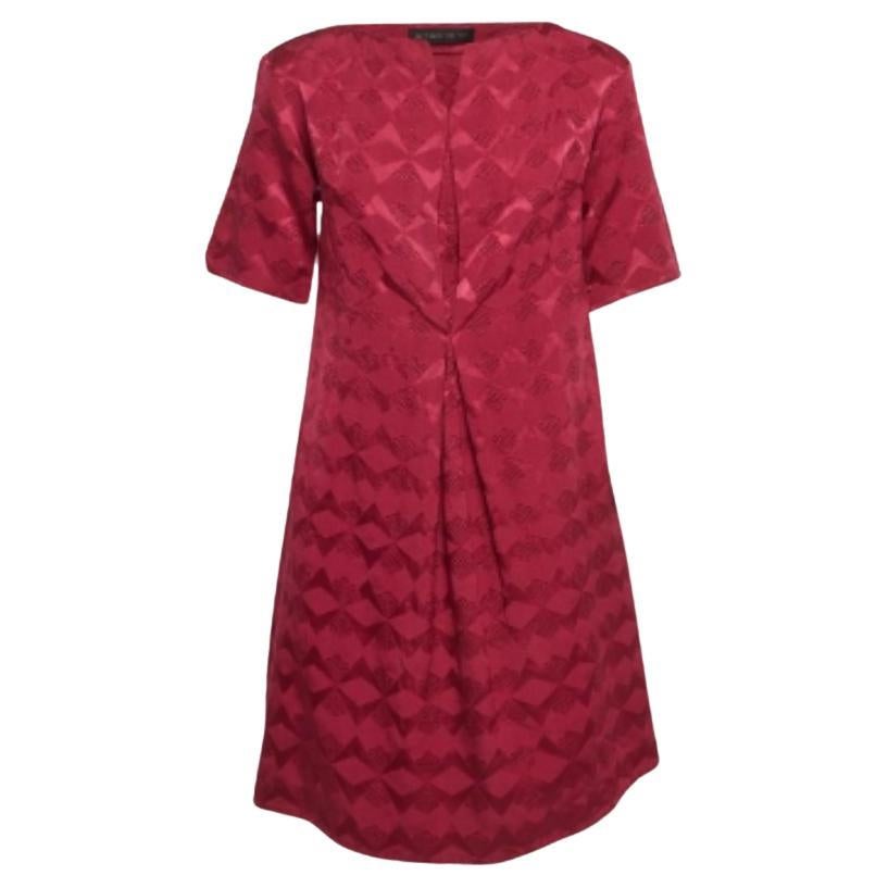 Etro - Mini robe en soie et laine mélangées à motifs rose et bourgogne S en vente
