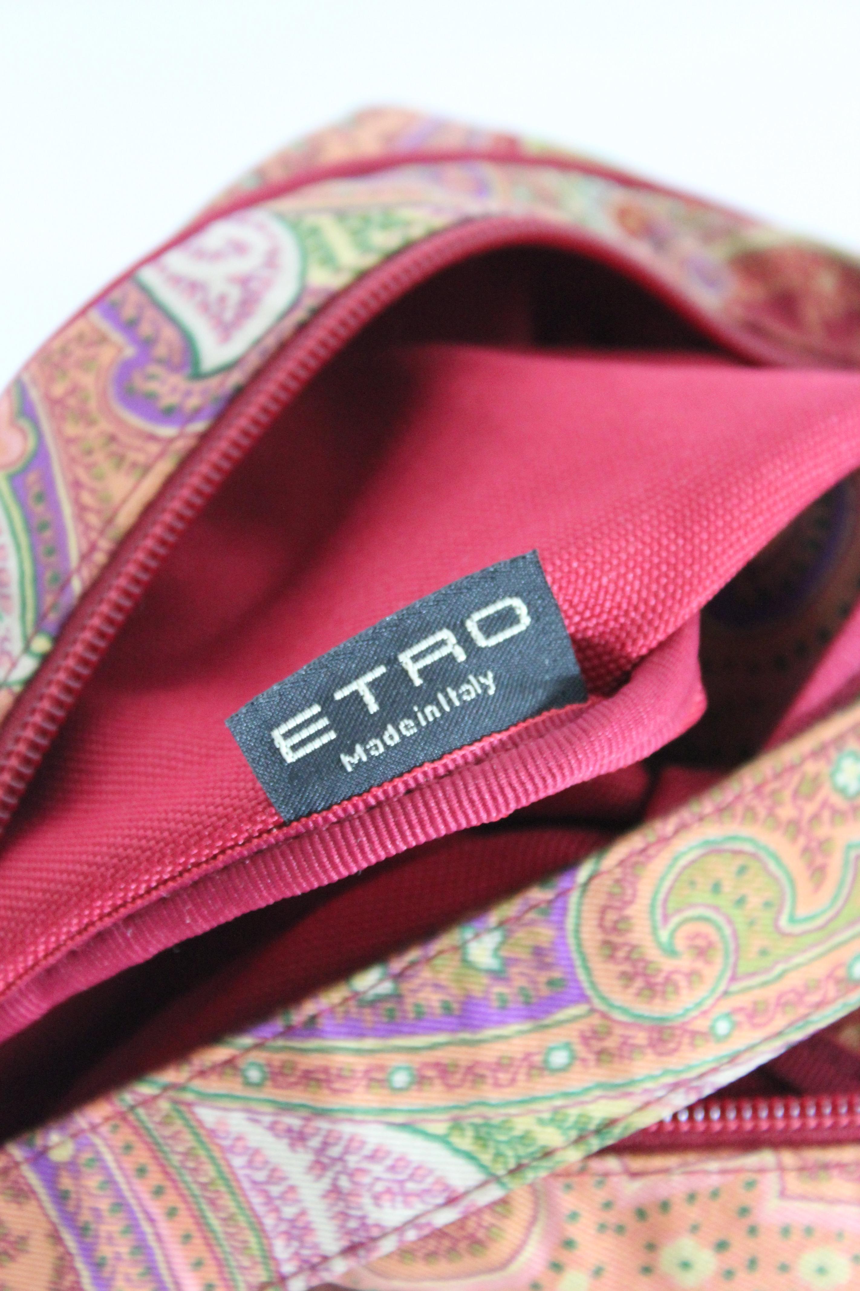 Etro Pink Canvas Paisley Shoulder Bag In Excellent Condition In Brindisi, Bt