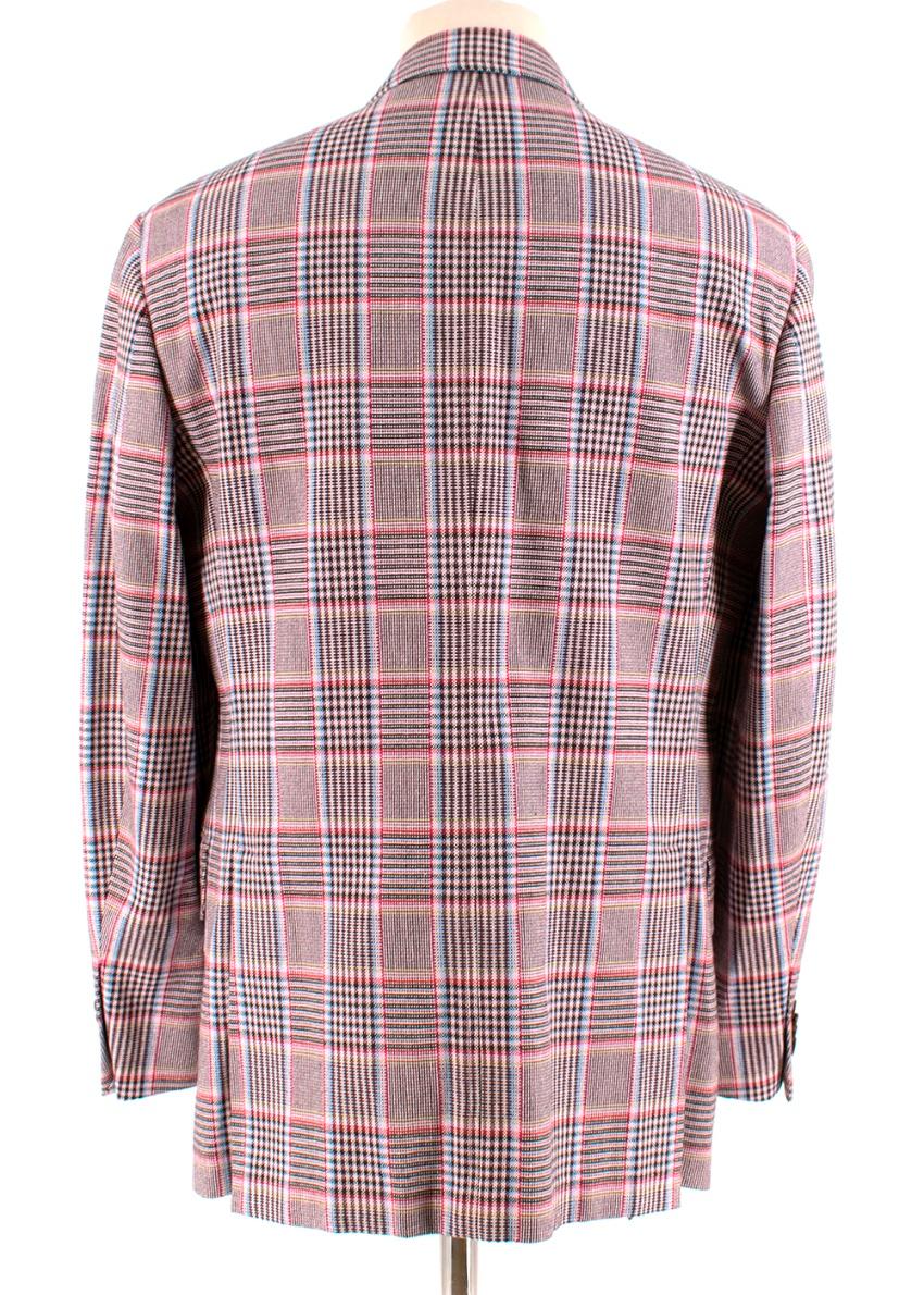 Brown Etro Pink Checked Single Breasted Cotton Jacket L 50 For Sale