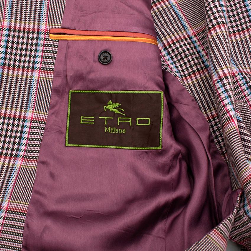 Etro Pink Checked Single Breasted Cotton Jacket L 50 For Sale 1