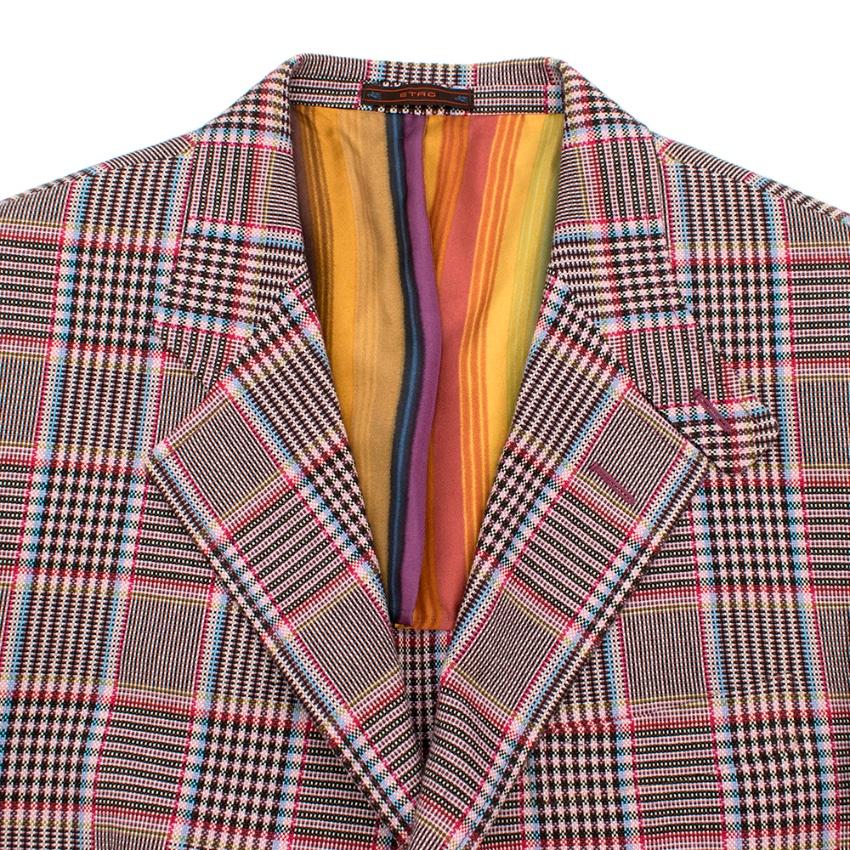 Etro Pink Checked Single Breasted Cotton Jacket - Size Large 50 
