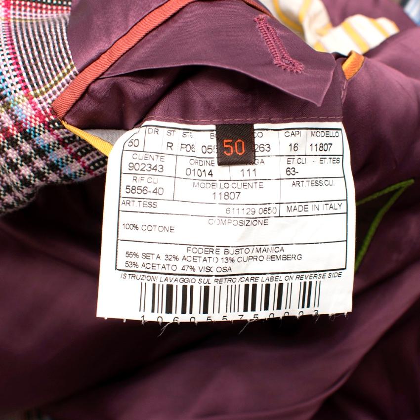 Etro Pink Checked Single Breasted Cotton Jacket - Size Large 50 In Excellent Condition For Sale In London, GB