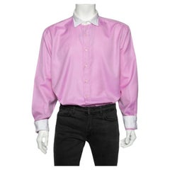 Etro Pink Cotton Contrast Detail Button Front Shirt 4XL