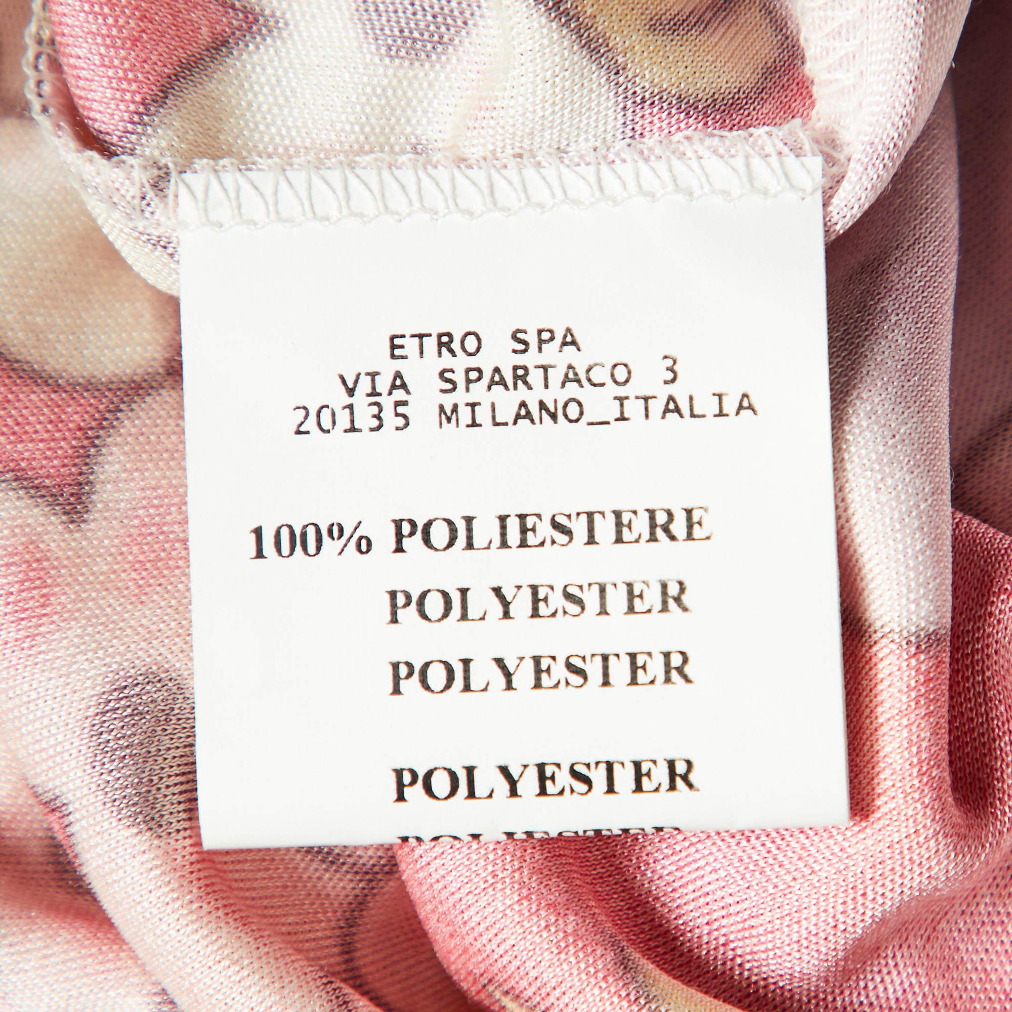 Etro Rosa gestricktes langärmeliges Tunika-Oberteil mit Blumendruck M Damen im Angebot