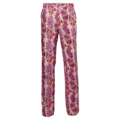 Etro - Pantalon droit en lin à imprimé floral rose XXL
