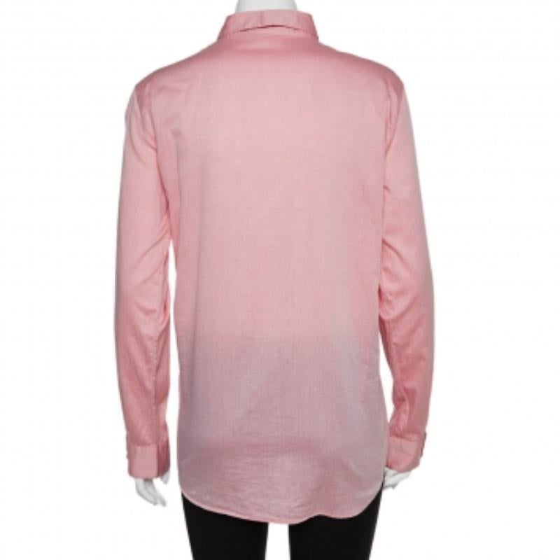 Etro Pink Paisley Print Cotton Button Front Shirt L For Sale 1