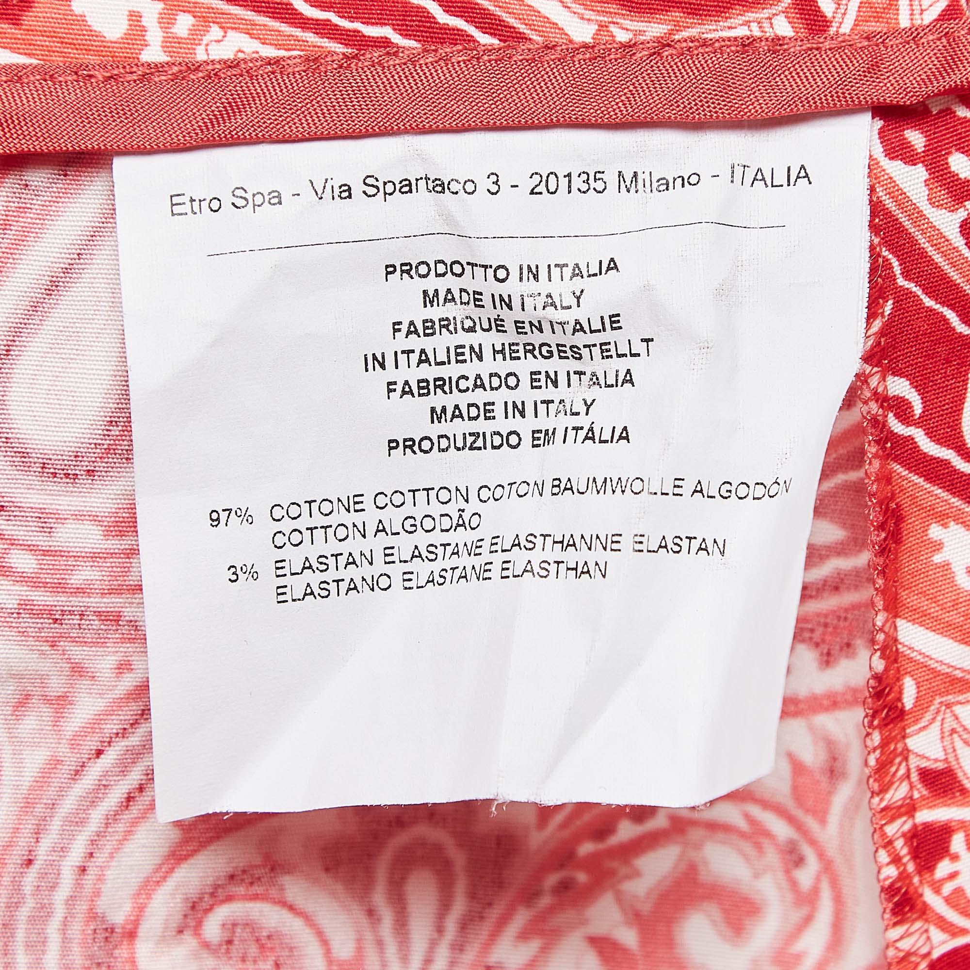 Etro Pink Paisley Print Pleated Cotton Short Skirt L In Good Condition For Sale In Dubai, Al Qouz 2