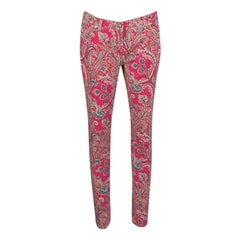 Etro Pink Paisley Print Slim Fit Denim Jeans L