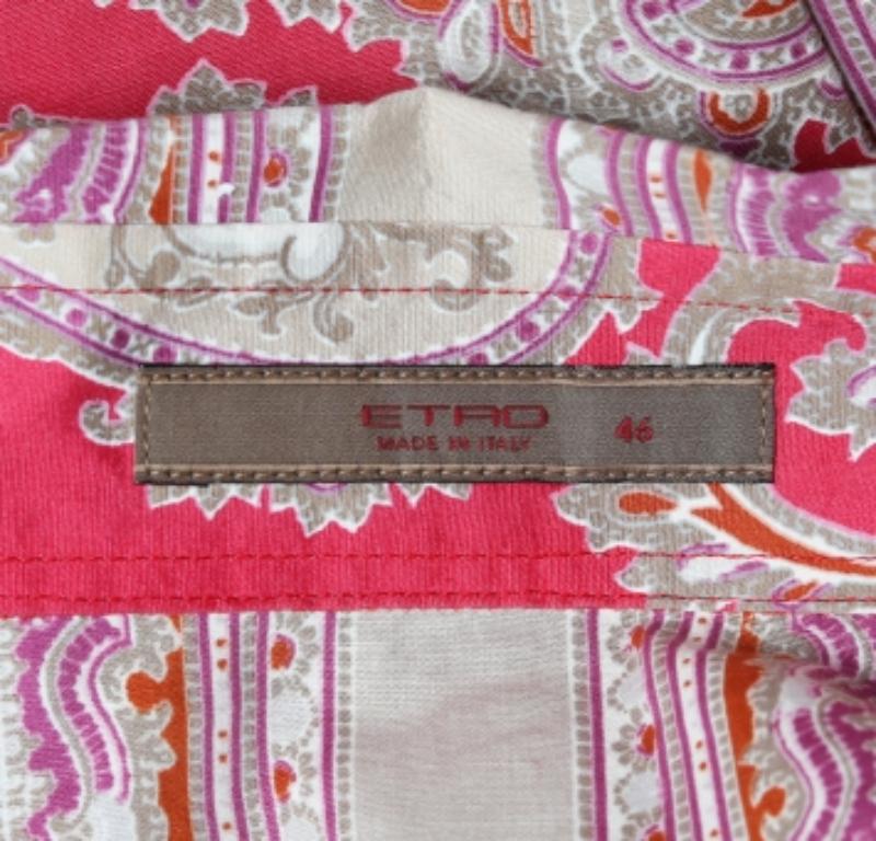 Etro Pink Paisley Printed Cotton Button Front Shirt L For Sale 2