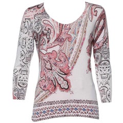 Etro jersey de punto de seda estampado Paisley rosa L