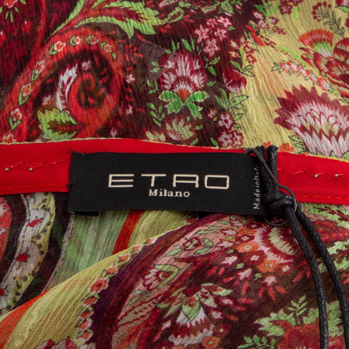 ETRO rosa rot burgunderrotes Seidenchiffon PAISLEY PONCHO Blusenhemd OS im Angebot 2