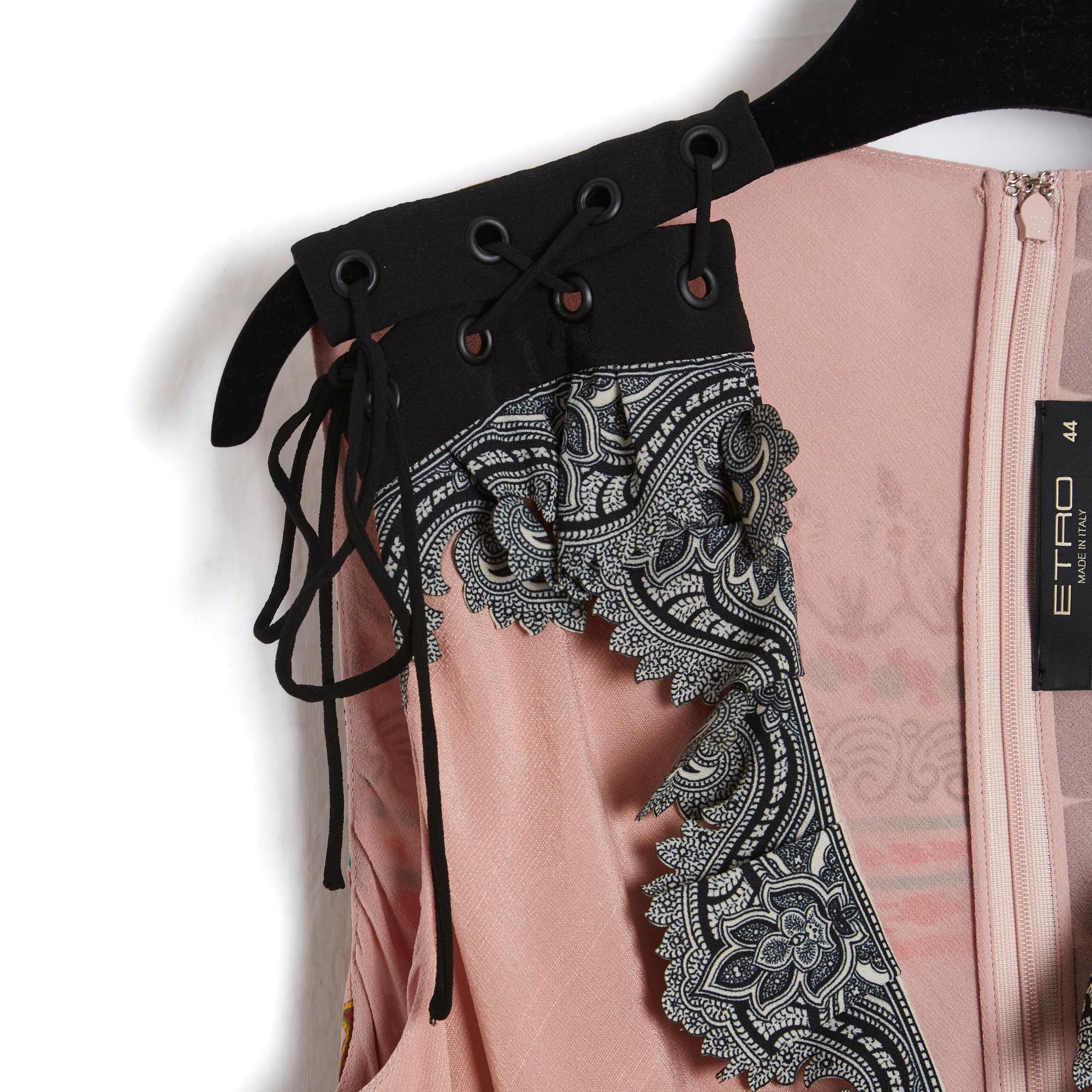 Etro Pink Silk Laser cut Dress FR40 For Sale 1