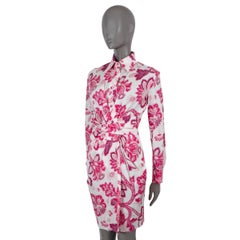 ETRO pink & white cotton 2022 REIKI FLORAL SHIRT Dress 42 M