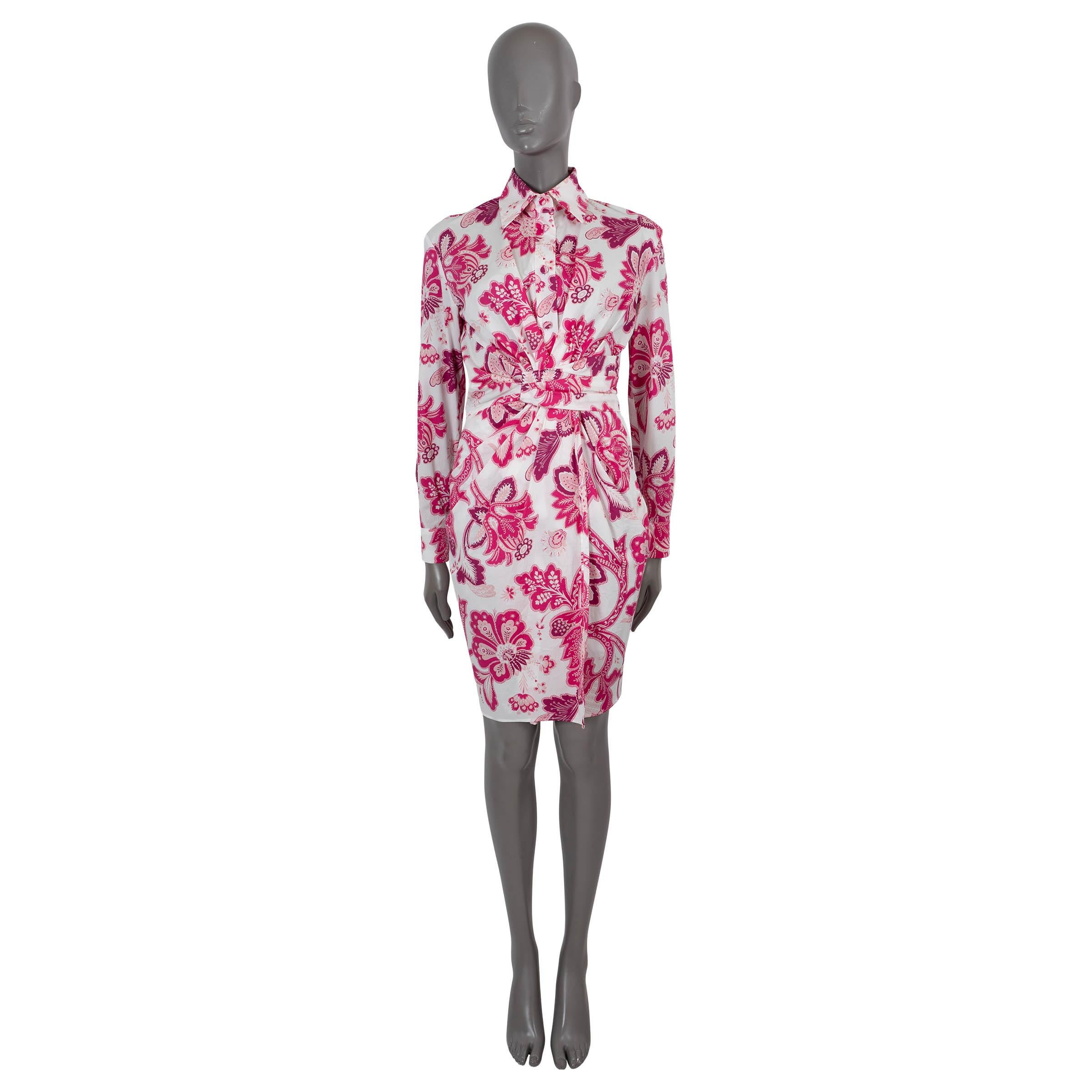 Etro rosa e bianco in cotone 2022 REIKI FLORAL SHIRT Vestito 42 M In condizioni Nuovo in vendita a Zürich, CH