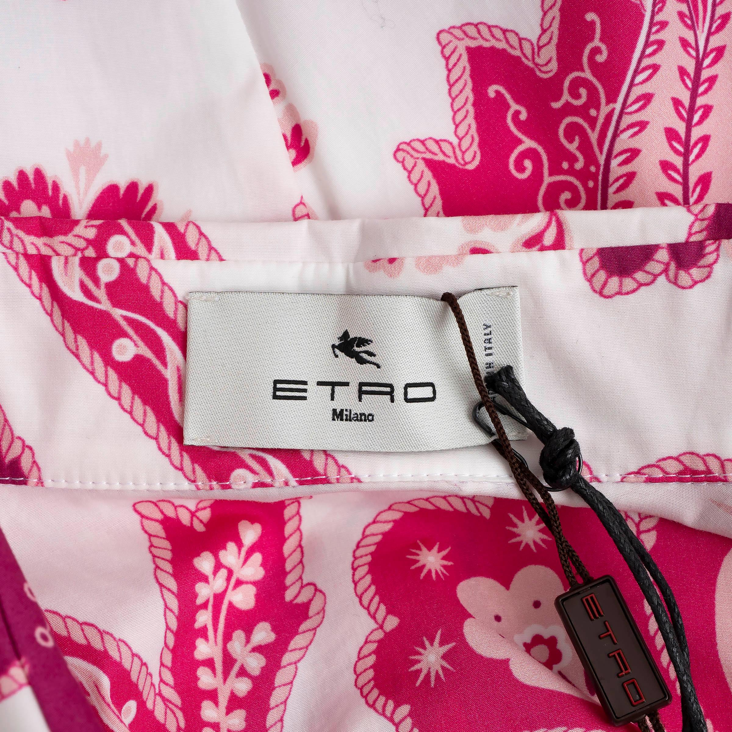 Etro rosa e bianco in cotone 2022 REIKI FLORAL SHIRT Vestito 42 M in vendita 1