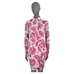 ETRO pink & white cotton 2022 REIKI FLORAL SHIRT Dress 42 M