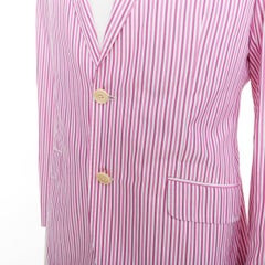 ETRO rosa weiß gestreifte Baumwolle einreihiger Blazer mit Abnähern IT52 XL