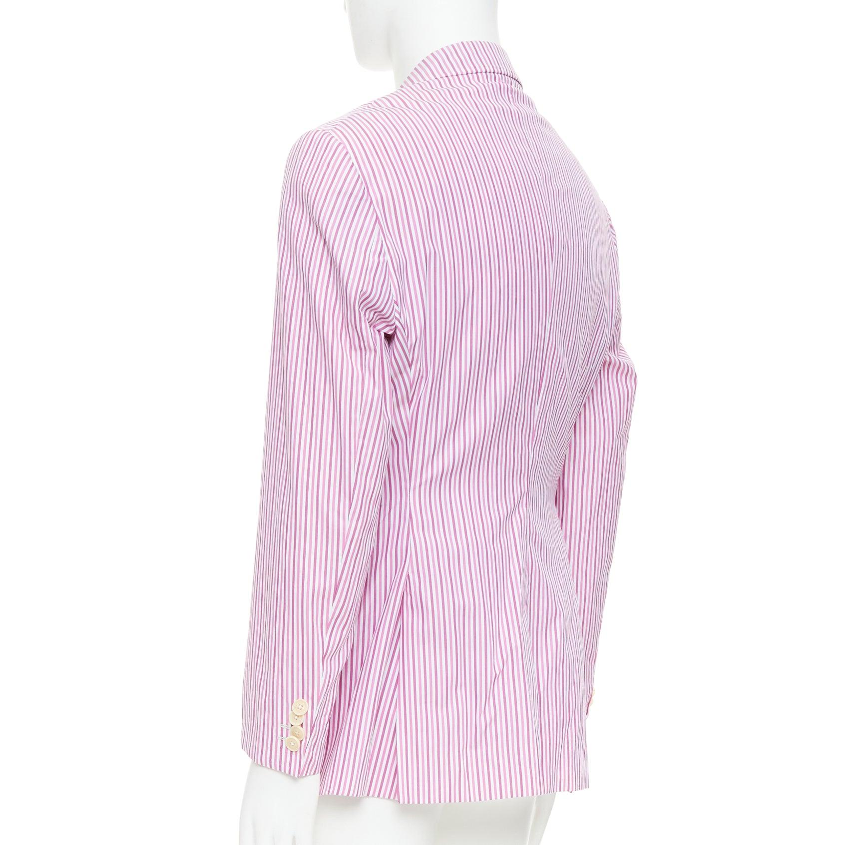 ETRO pink white cotton stripes single breasted darted blazer IT52 XL For Sale 2