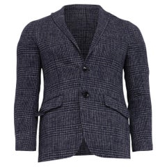 Chaqueta Balzer de Etro, de tweed a cuadros, de un solo botonero, en algodón azul marino