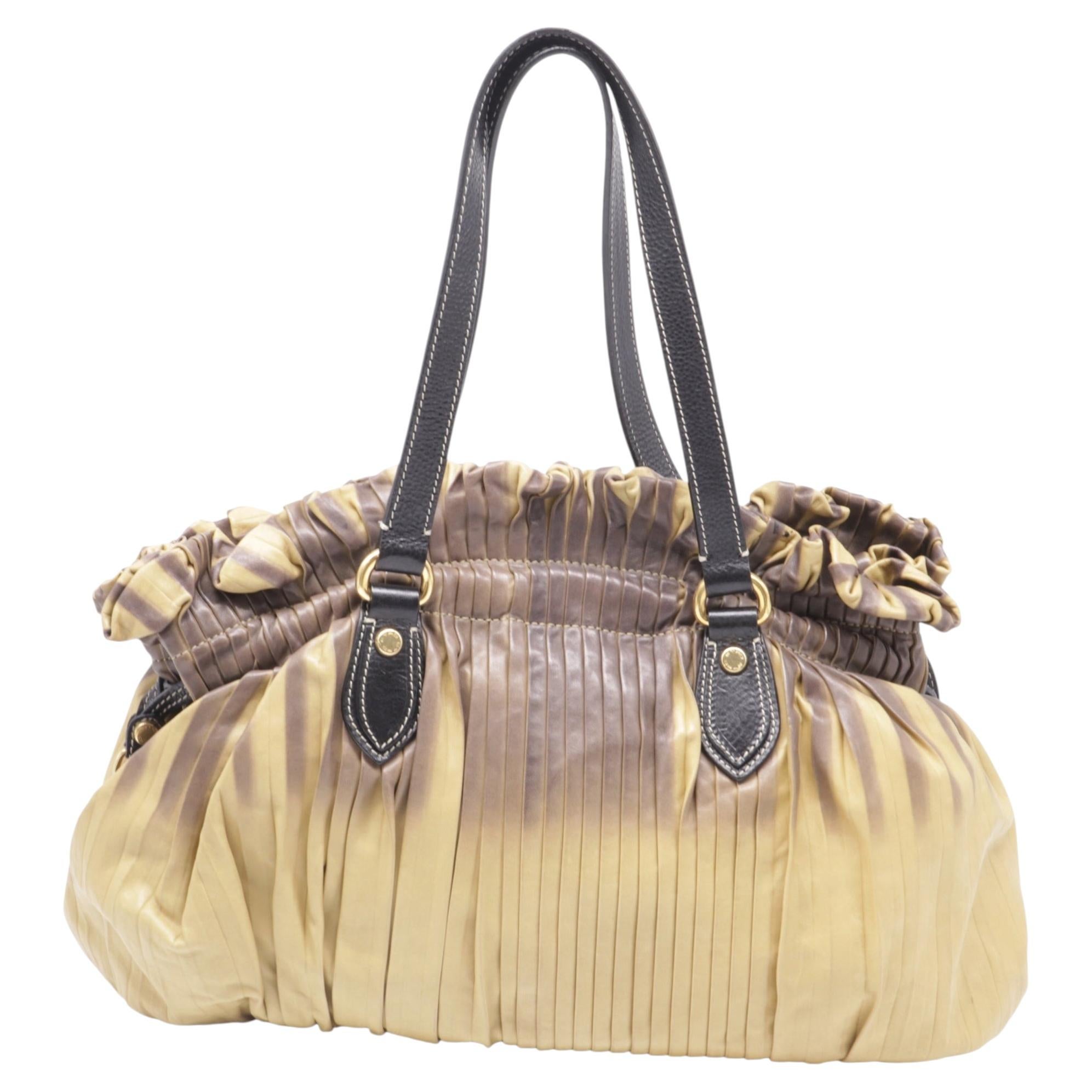 Sac à bandoulière plissé Ombre d'Etro en cuir beige et marron en vente