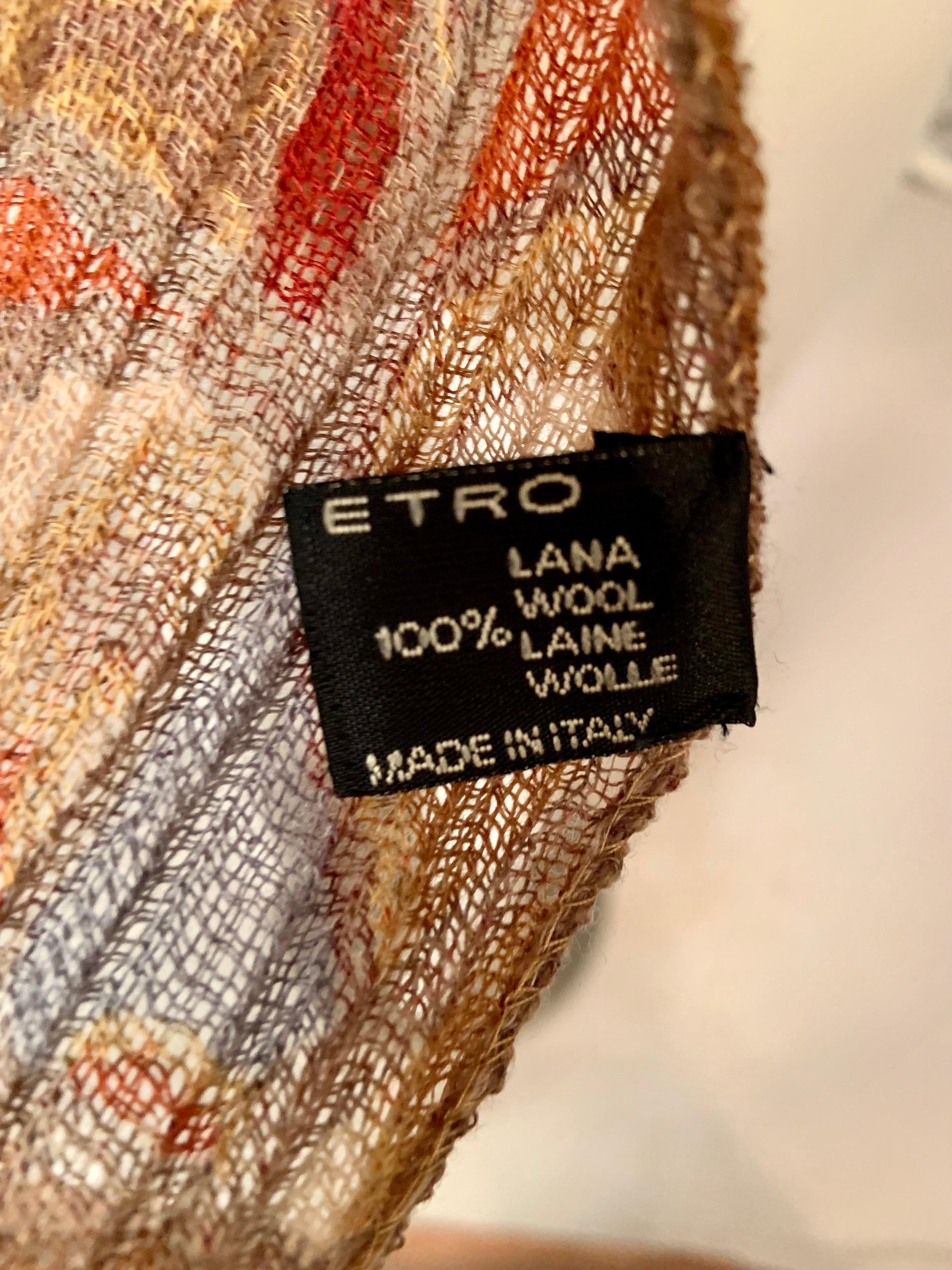 Etro Pleated Wool Paisley Scarf or Shawl For Sale 6