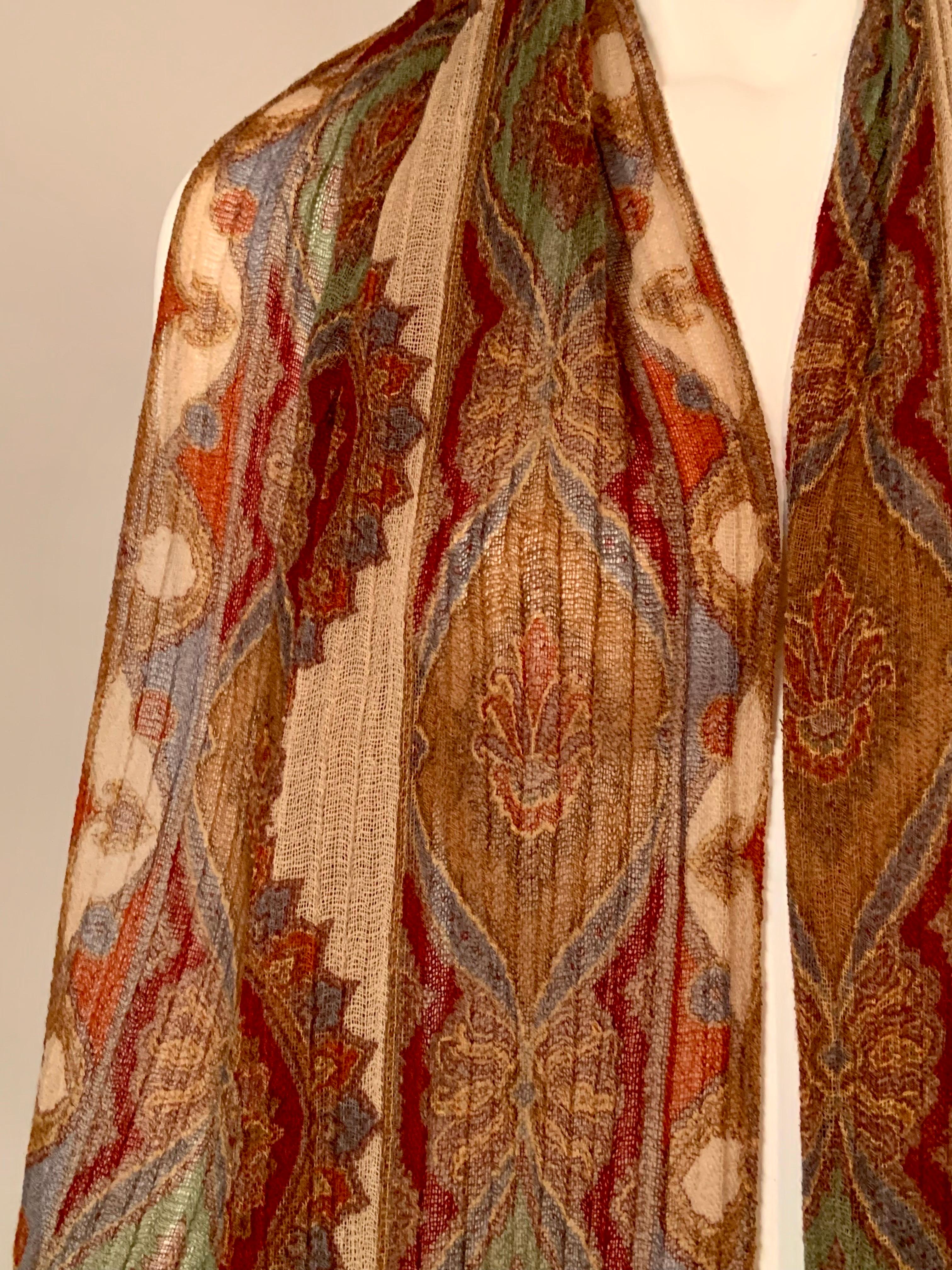 Etro Pleated Wool Paisley Scarf or Shawl For Sale 2