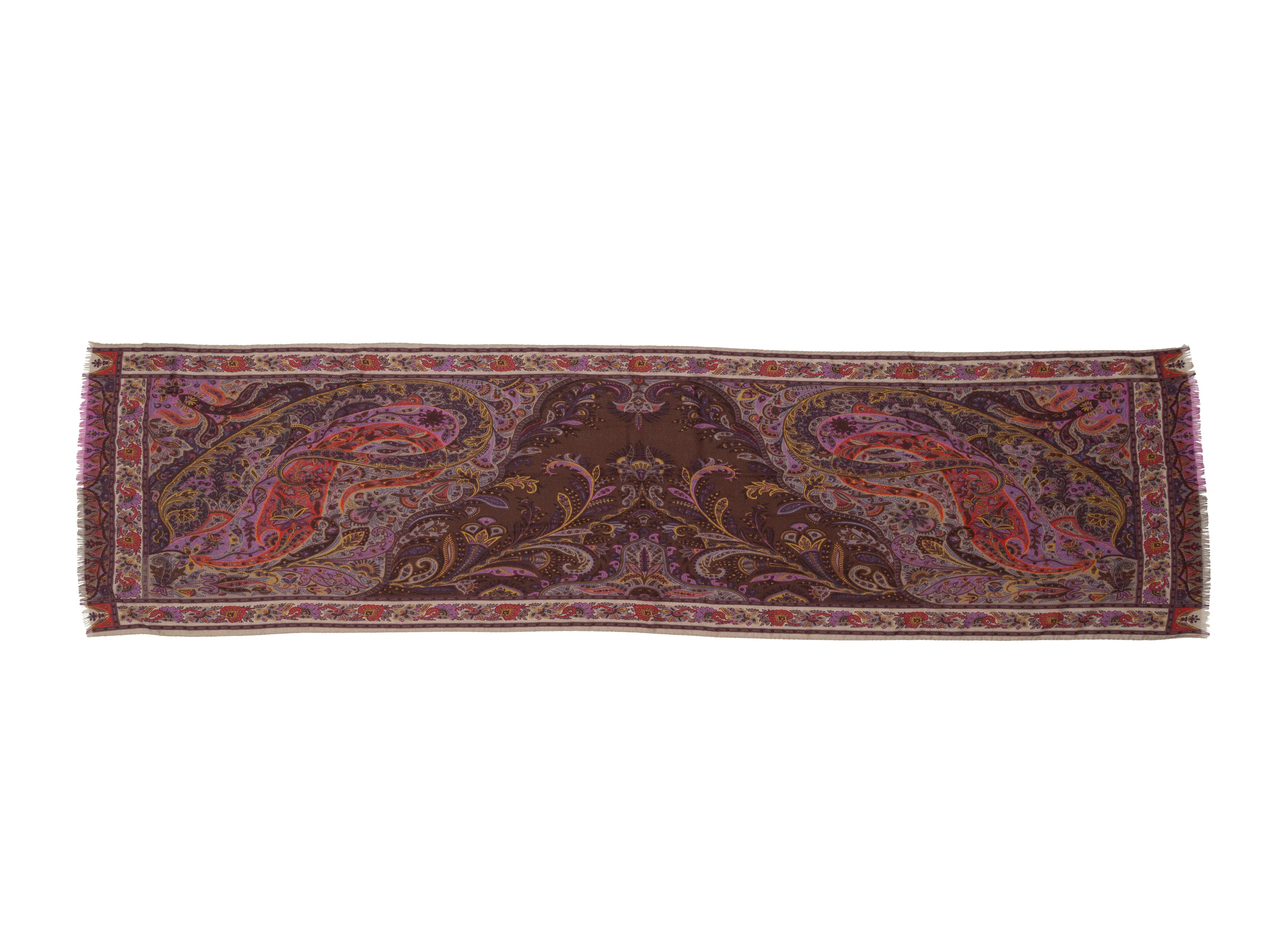 Etro Plum & Multicolor Paisley Print Scarf In Good Condition In New York, NY