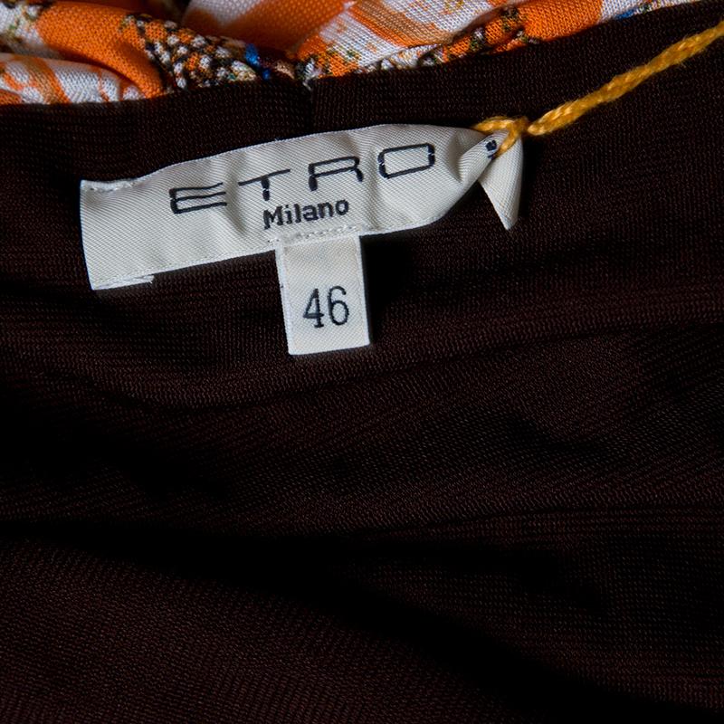Women's Etro Printed Multicolor Printed Knit Draped Maxi Skirt L