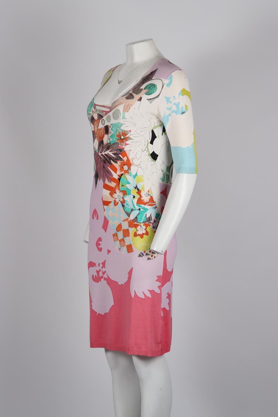 Etro Printed Silk And Cashmere Blend Dress It 44 Uk 12 In Good Condition In London, GB