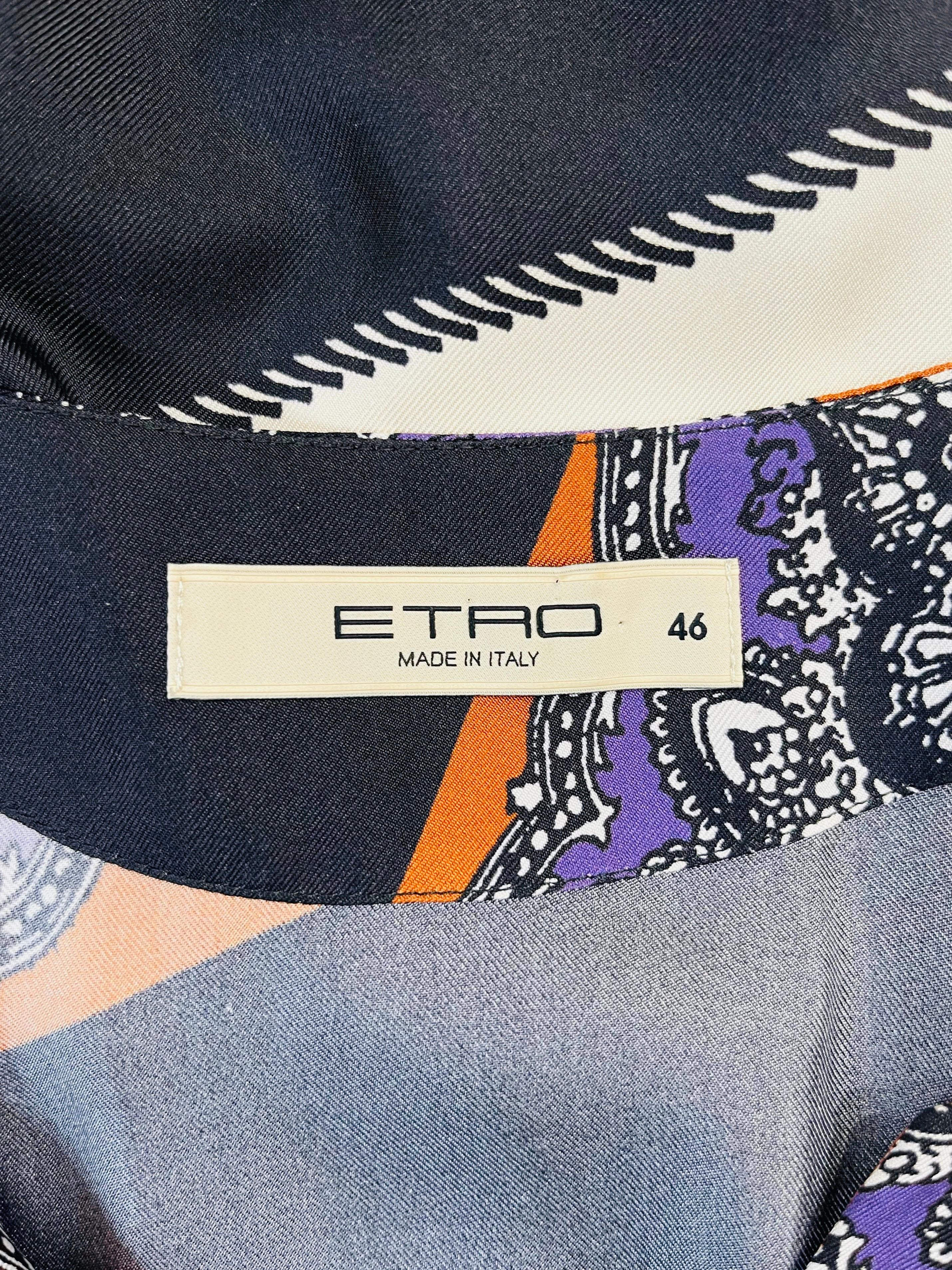 Etro Printed Silk Dress With Fringe Trim 1