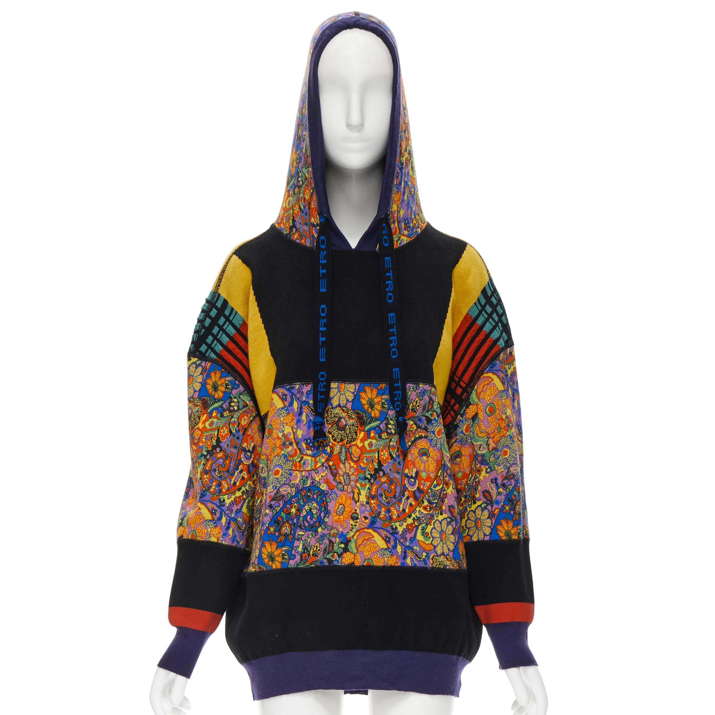 ETRO psychedelic floral patchwork logo drawstring pullover hoodie IT46 L 
Reference: CELG/A00086 
Brand: Etro 
Material: Wool 
Color: Multicolour 
Pattern: Floral 
Extra Detail: Patchwork in mixed fabric. 
Made in: Italy 

CONDITION: 
Condition: