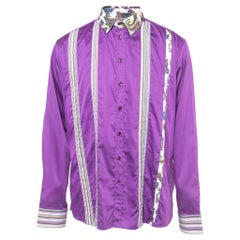 Etro - Chemise à boutons avec col en coton imprimé Paisley - violet XL