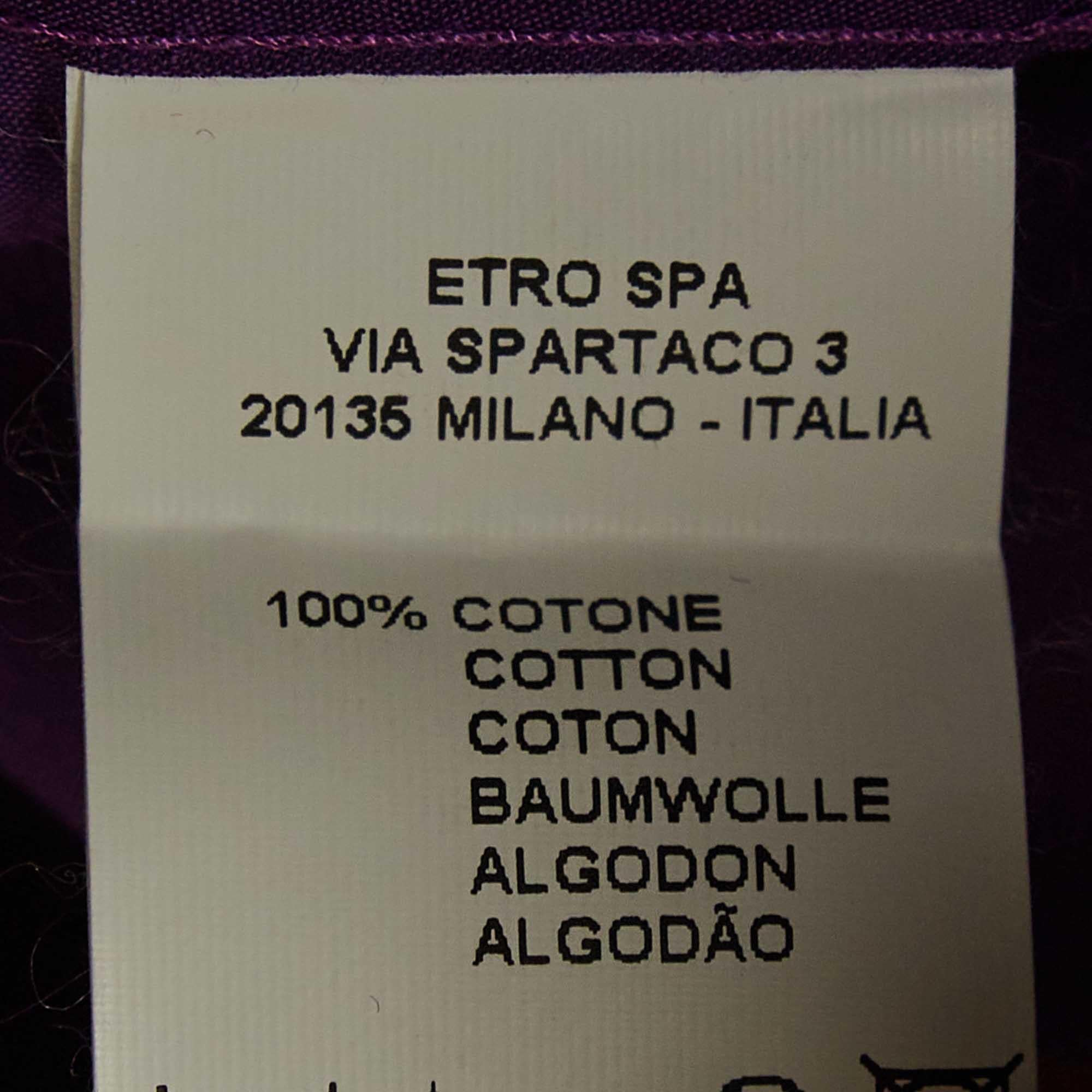 Etro Purple Cotton Paisley Printed Collar Button Front Shirt XXXL For Sale 1