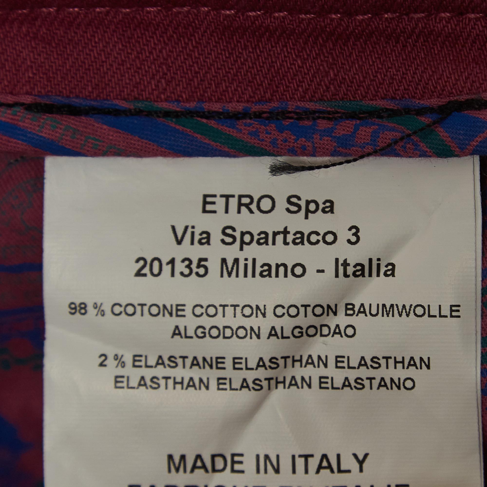 Women's Etro Purple Cotton Straight Leg Trousers XXL For Sale